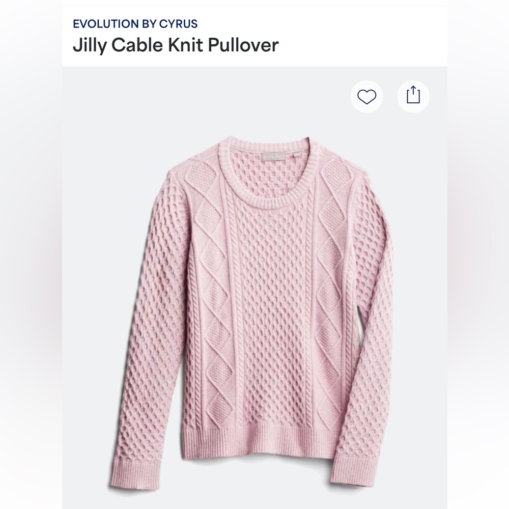 Soft Pink Crew Neck Cable Knit Sweater